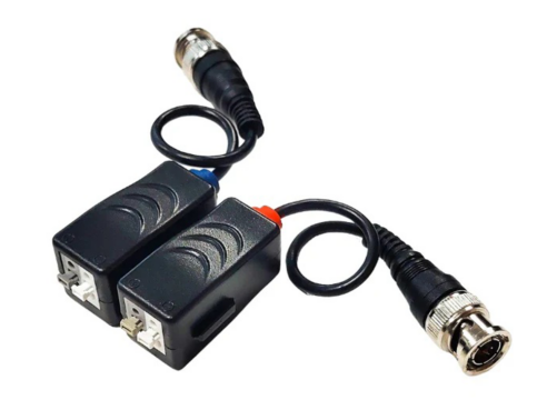 NT-BL4100C 1-ch HD passive video balun, transmitter at camera side, receiver at DVR side, push-pin terminal with pigtail, copper BNC connector