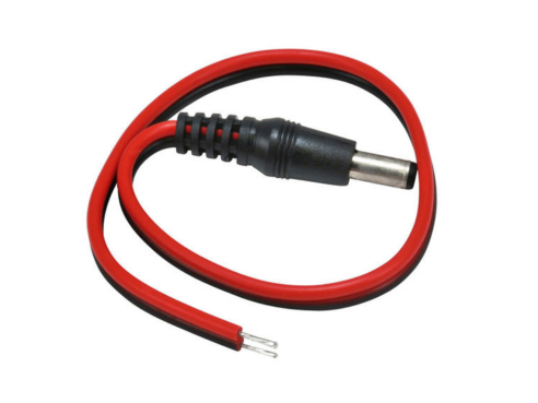 Plug-DCW2015 DC Power Plug. 2.1 x 5.5 x 10mm head. 2 x 20AWG wire in 120mm length